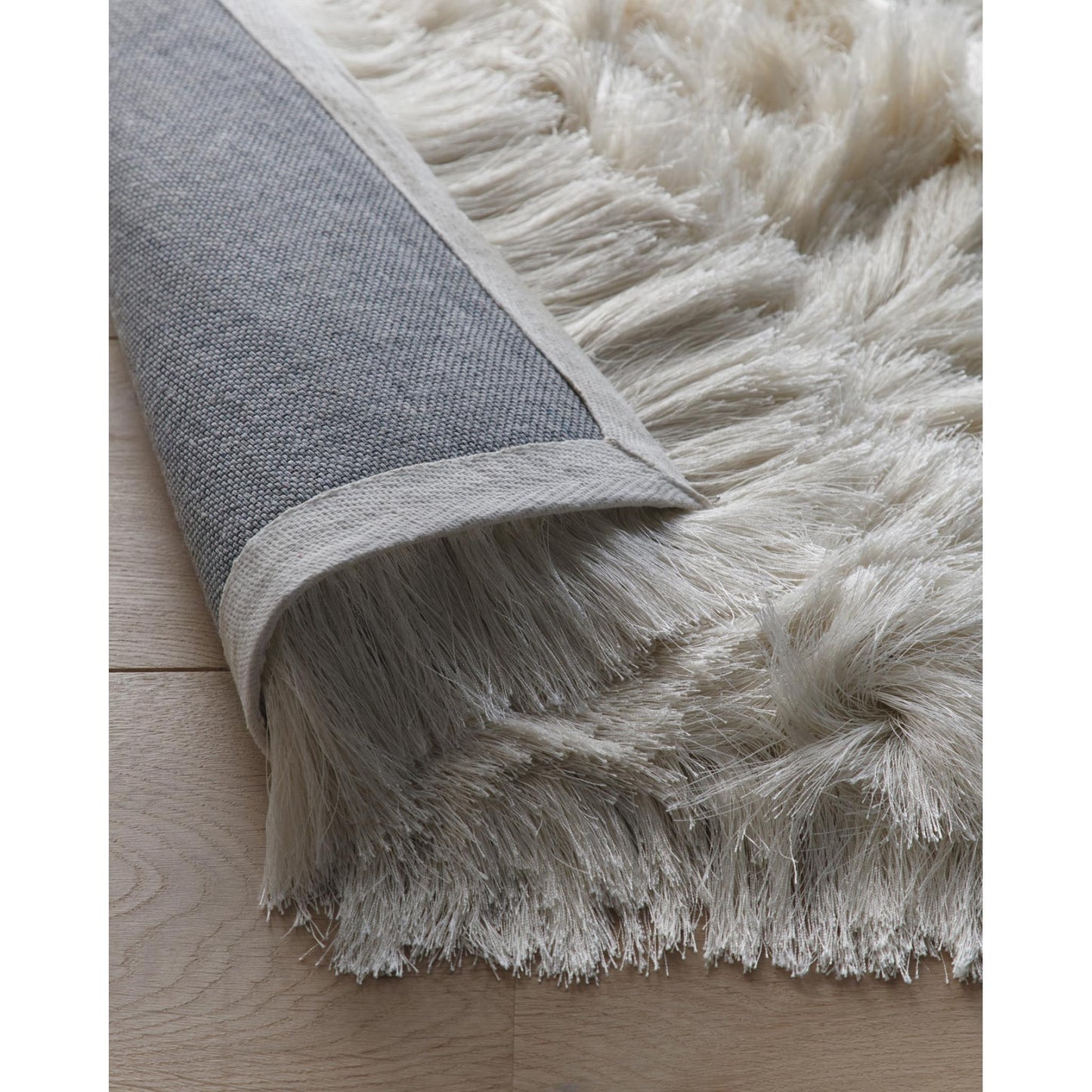 High Pile Shaggy Rug for Living Room Bedroom Modern Glamour Silky Shag Carpet – Ivory