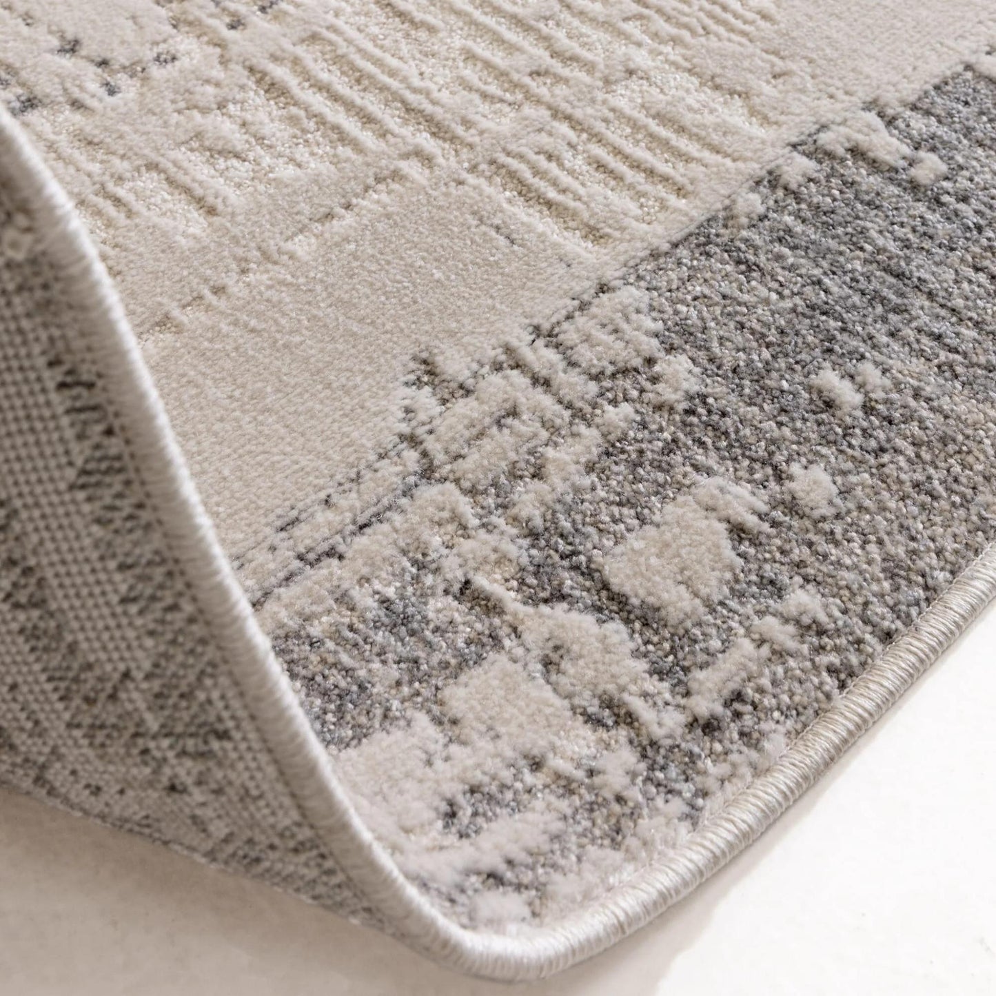 Anders AN06 Boho Charm Abstract Border Shimmer Rug in Grey Natural