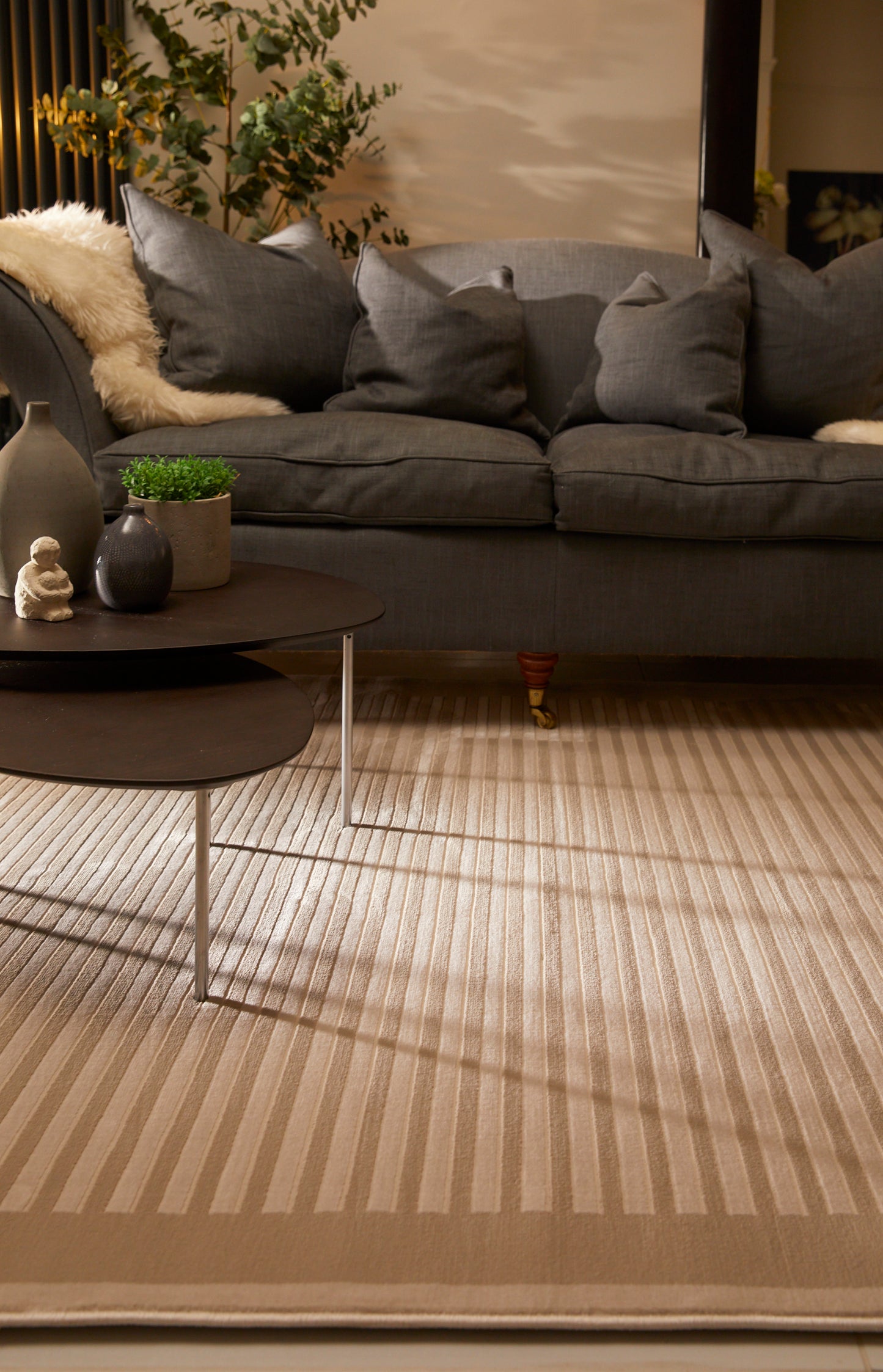 Belgrade Striped Border Natural Rug by Origins