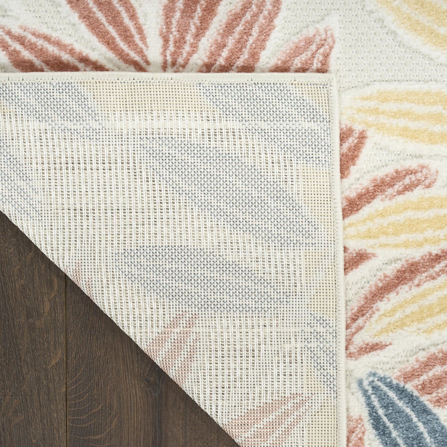 Aloha ALH18 Tropical Oversized Leaf Ivory Multi Indoor & Outdoor Area Rug