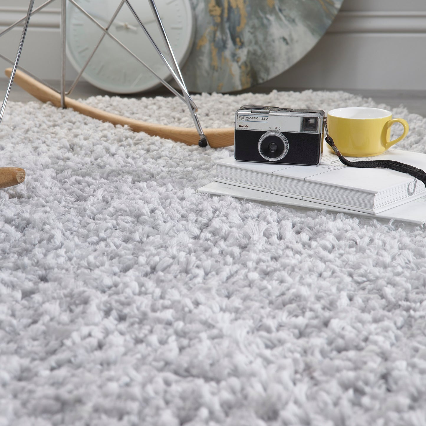 Origins Portland Modern Plain High Pile Super Soft Fluffy Shaggy Rug in Grey