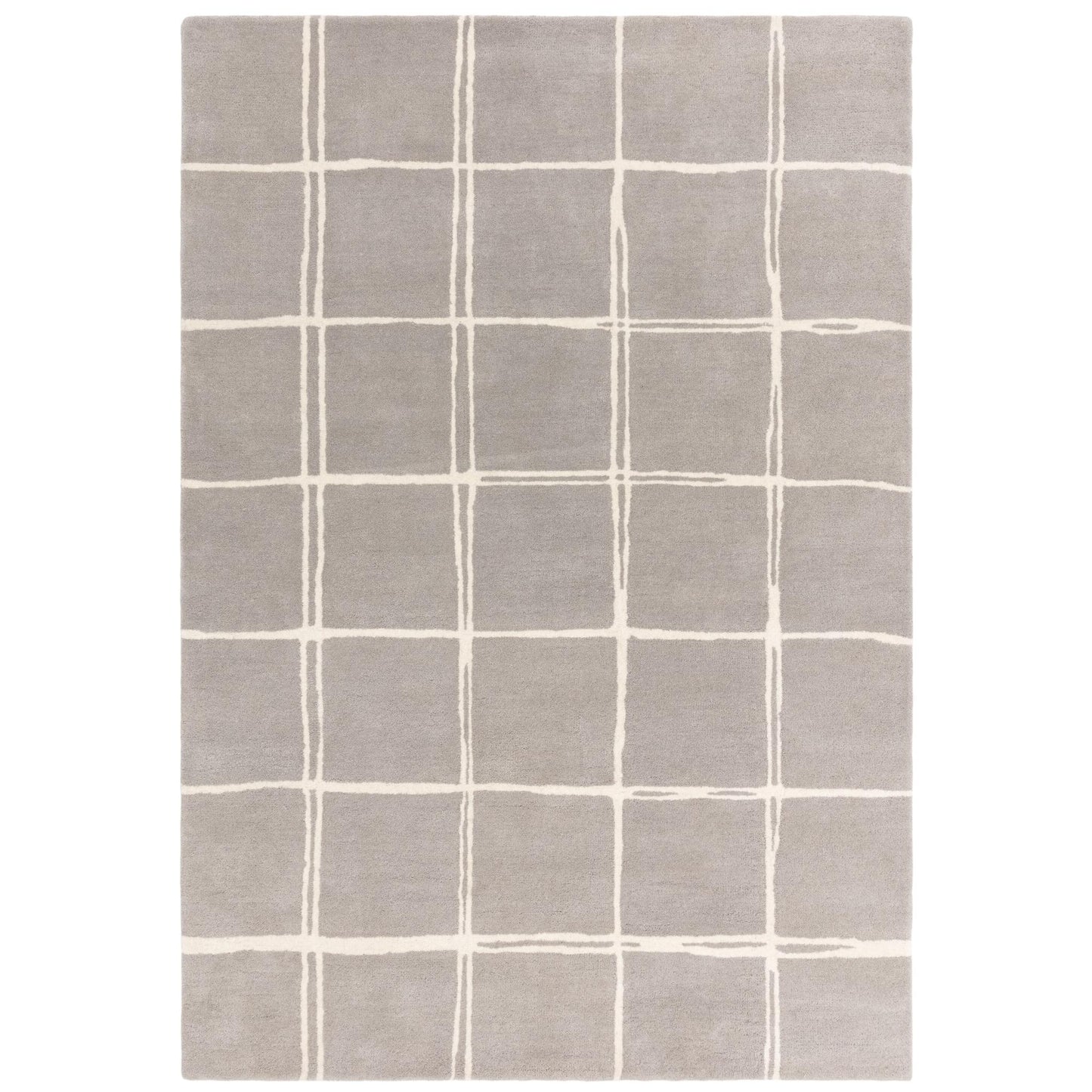 Albany Grid Silver Grey – Bold Geometric Intrigue and Natural Wool Luxury