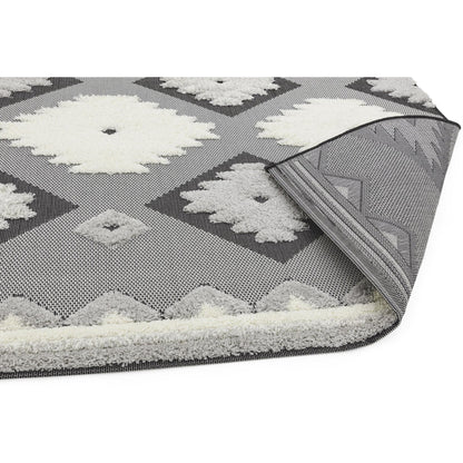 The Monty MN01 Tribal Diamond Flatweave – Premium Indoor & Outdoor Rug in Charcoal & Cream