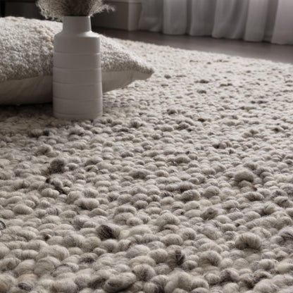 Adler Hand Woven Boucle Wool Silver Rug – Natural & Sustainable Luxury