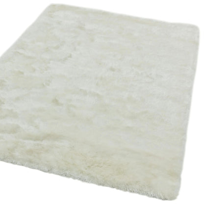 Whisper Shaggy Rug Silky Shiny Soft High Pile Plush Rug in Ivory – Luxurious Softness & Elegant Shine