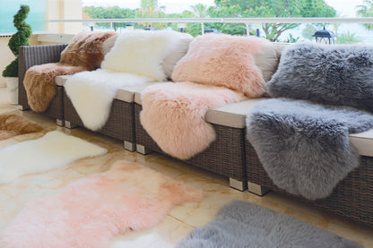 Genuine Sheepskin Animal Fur Soft Wool Shaggy Adobe Rose Pink Rug