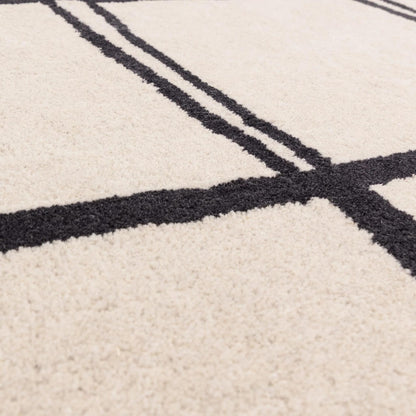 Albany Grid Monochrome Geometric Hand Tufted Wool Rug