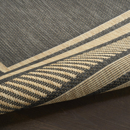 Horizon HOZ03 Modern Bordered Charcoal Grey Indoor & Outdoor Flatweave Rug