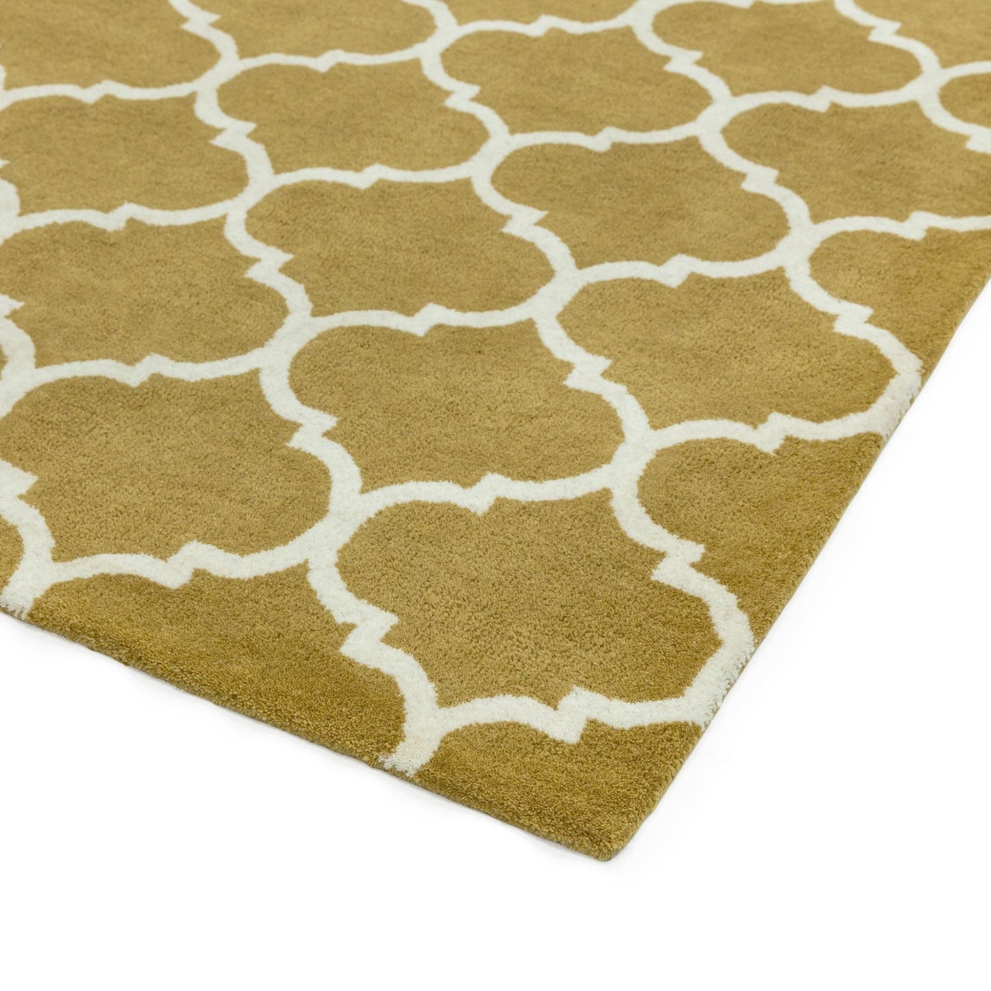 Albany Ogee Ochre Moroccan Trellis Hand Tufted Wool Rug