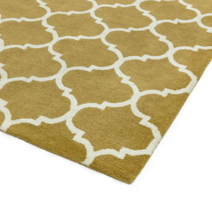 Albany Ogee Ochre Moroccan Trellis Hand Tufted Wool Rug