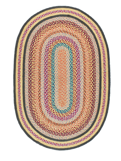 Origins Jute Extra Colourful Oval Rug in Natural Multi 160x230 cm (5'3"x7'7")