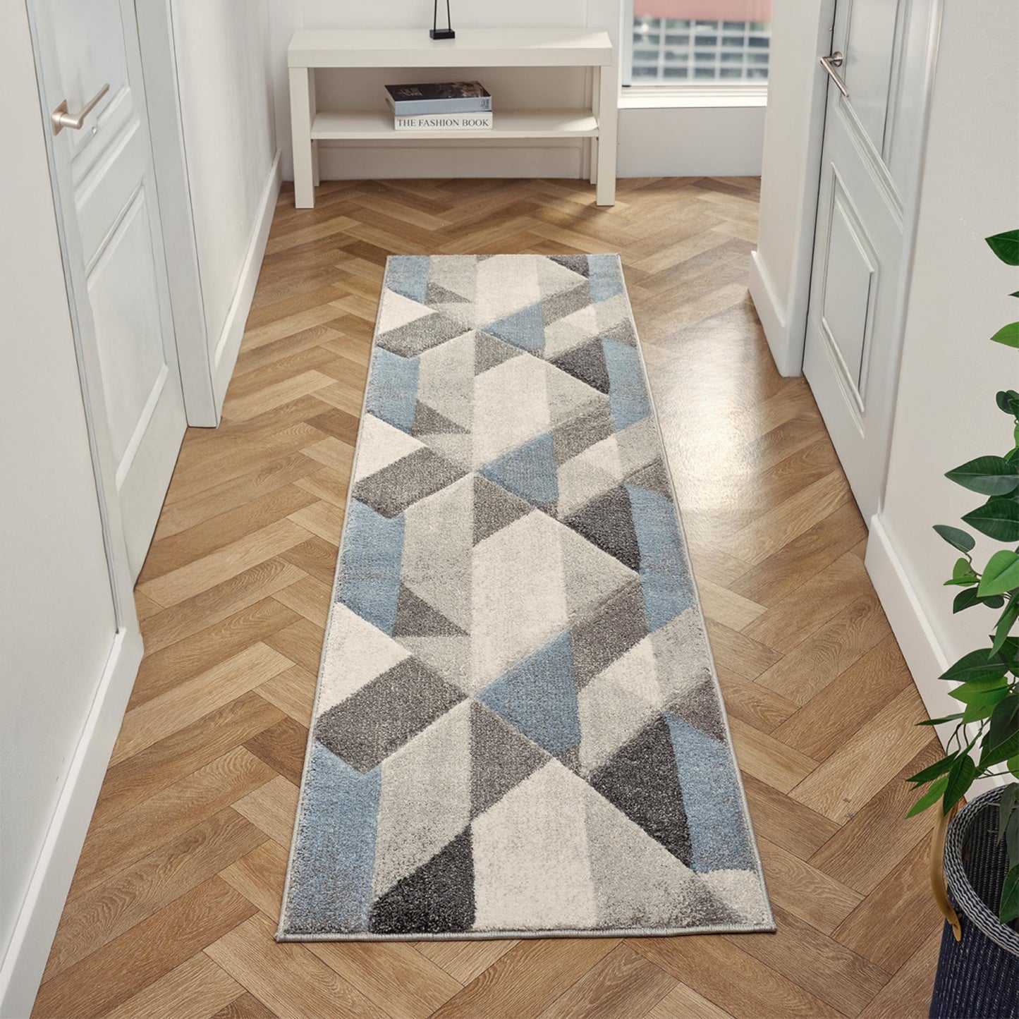 Orbit Alto Geometric 3D Carved Grey Blue Rug – Modern Soft Textured Polyester Carpet for Living Room, Bedroom, and Hallway