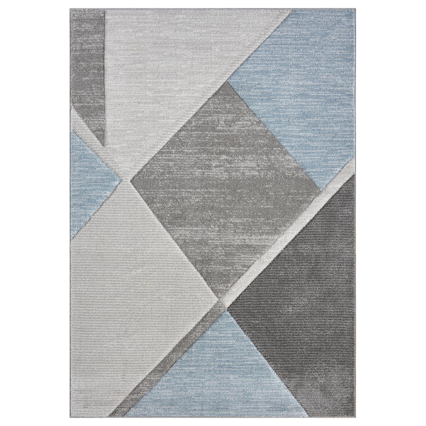 Orbit Bergen Geometric 3D Carved Grey Blue Rug – Modern Soft Textured Polyester Carpet for Hallway, Living Room, and Bedroom