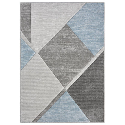 Orbit Bergen Geometric 3D Carved Grey Blue Rug – Modern Soft Textured Polyester Carpet for Hallway, Living Room, and Bedroom