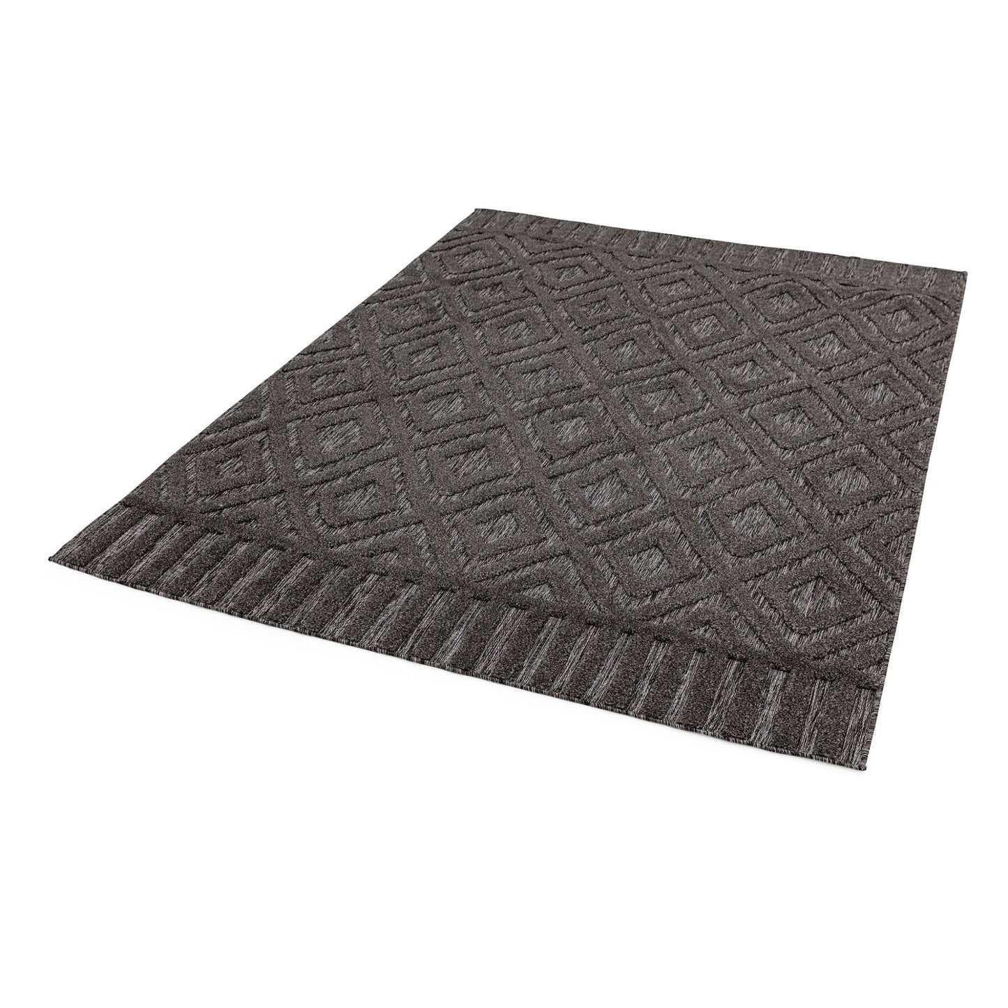 Salta Diamond SA02 Geometric Charcoal Grey High-Low Indoor & Outdoor Rug