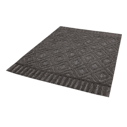 Salta Diamond SA02 Geometric Charcoal Grey High-Low Indoor & Outdoor Rug