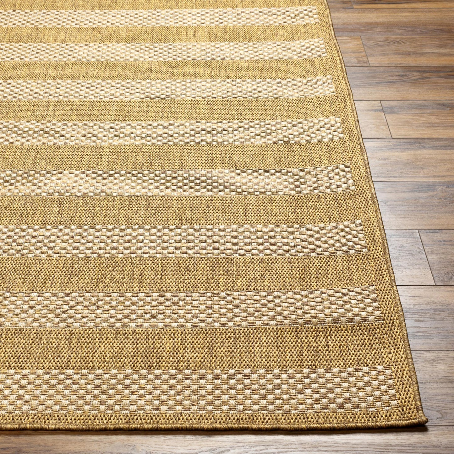 Pismo Beach PMB2302 Modern Striped Brown Indoor & Outdoor Flatweave Rug