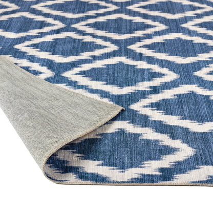 Origins – Waschbarer Como Diamond Soft Chenille-Bohemian-Teppich in Blau