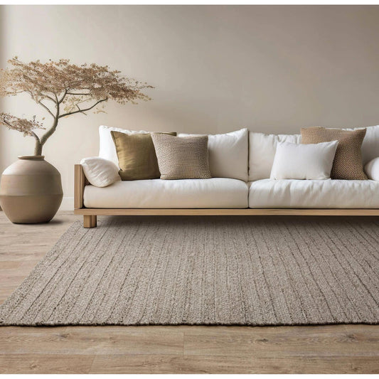 Grayson Neutral Taupe Textured Hand Woven Indoor & Outdoor Rug