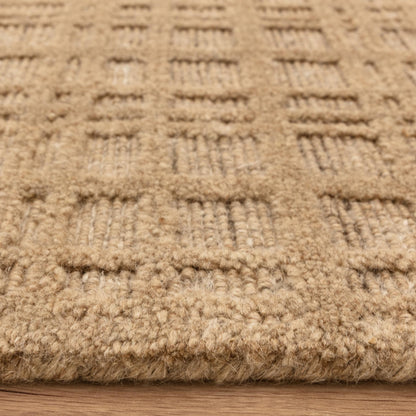 Thatch Honey Beige Handwoven Wool Rug – Neutral Checked Pattern in Undyed Wool Blend