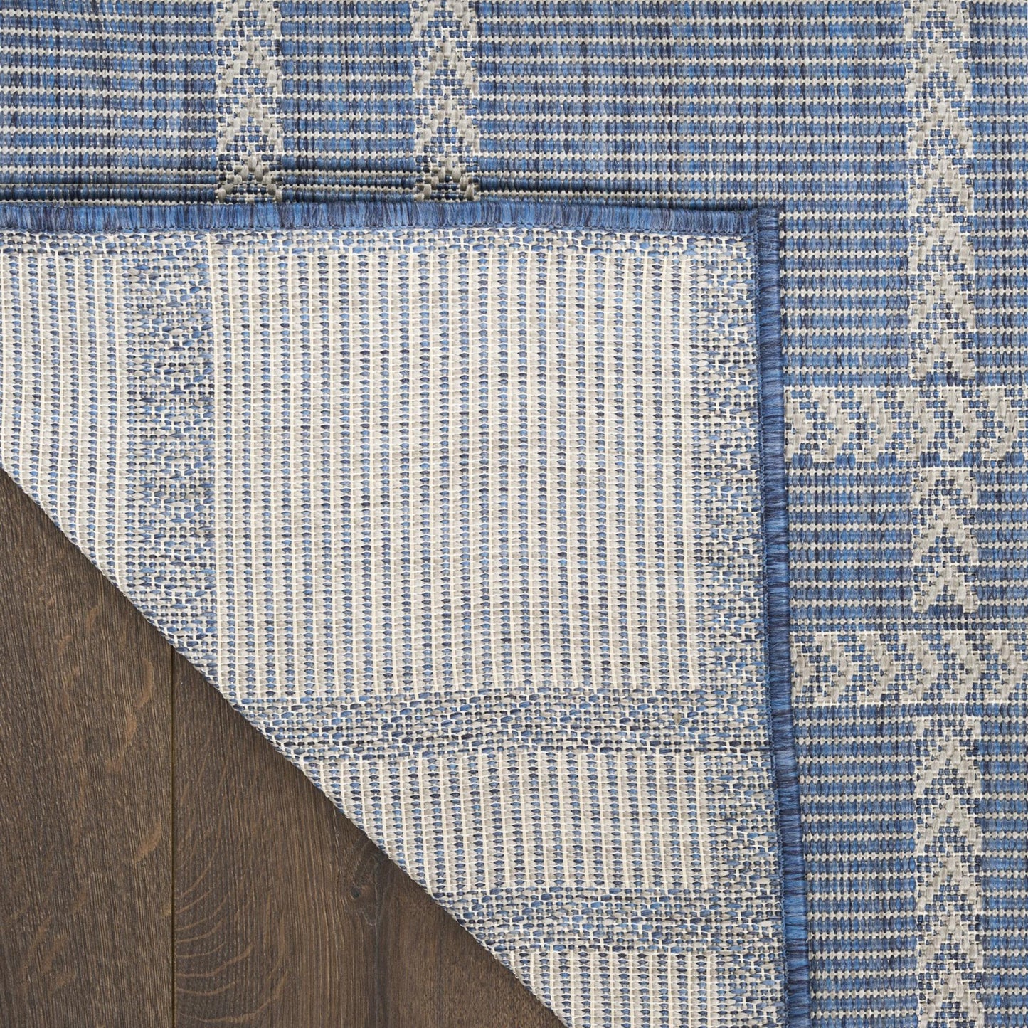 Horizon Grid HOZ04 Modern Geometric Patio Navy Blue Indoor & Outdoor Flatweave Rug