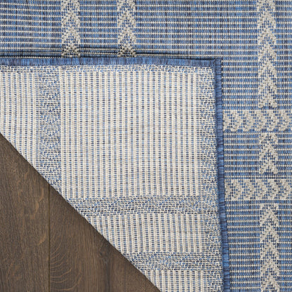 Horizon Grid HOZ04 Modern Geometric Patio Navy Blue Indoor & Outdoor Flatweave Rug