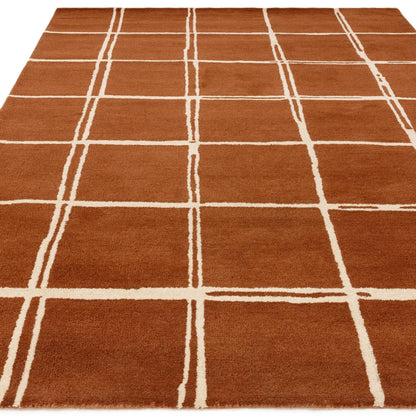Albany Grid Orange Rust – Bold Geometric Intrigue and Natural Wool Luxury
