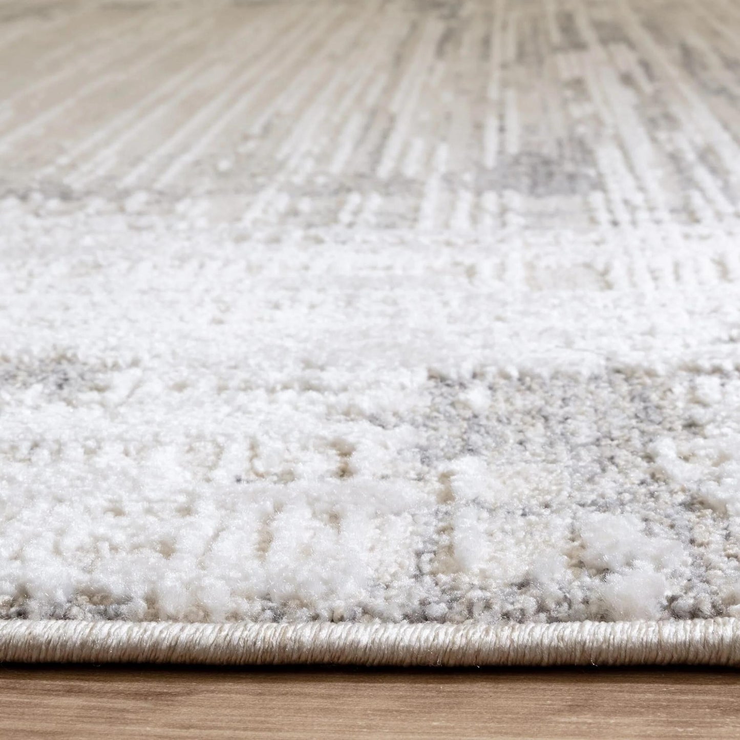 Anders AN06 Boho Charm Abstract Border Shimmer Rug in Grey Natural