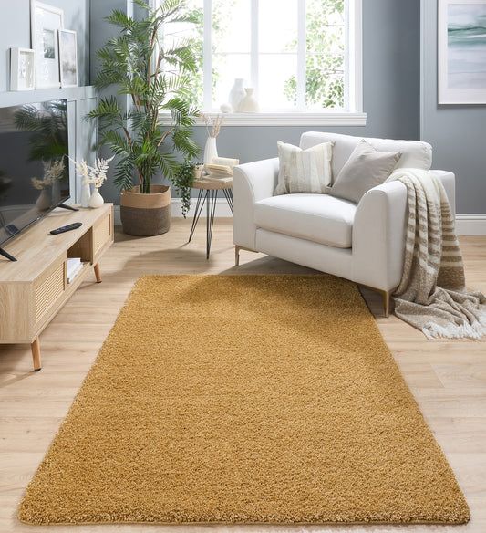 My Washable Shaggy Non-Slip Rug in Ochre Yellow