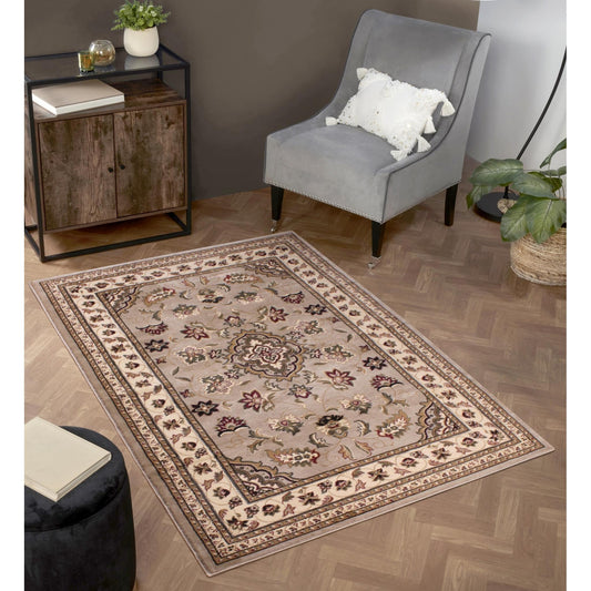Sherborne Beige Rug Traditional Classic Oriental Bedroom Living Room Rug