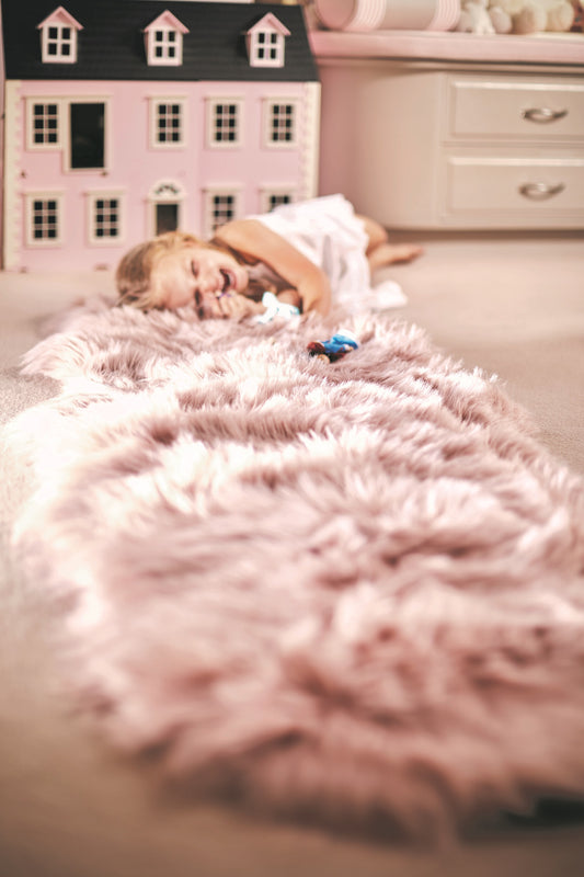 Genuine Sheepskin Animal Fur Soft Wool Shaggy Adobe Rose Pink Rug