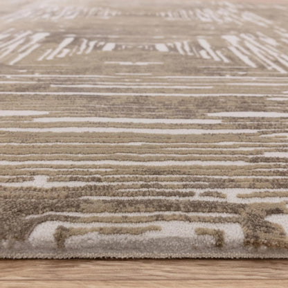Kuza Portrait Rug – Beige –  Elegant Textured High-Low Pile Carpet