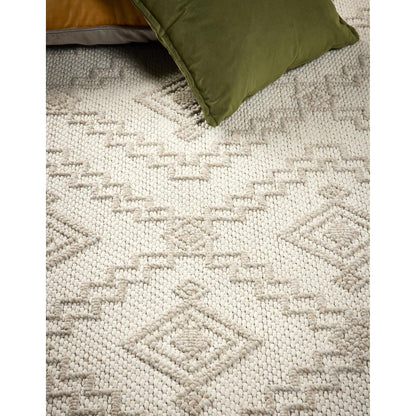 Atlas Diamond Cream Geometric Textured Indoor & Outdoor Flatweave Rug