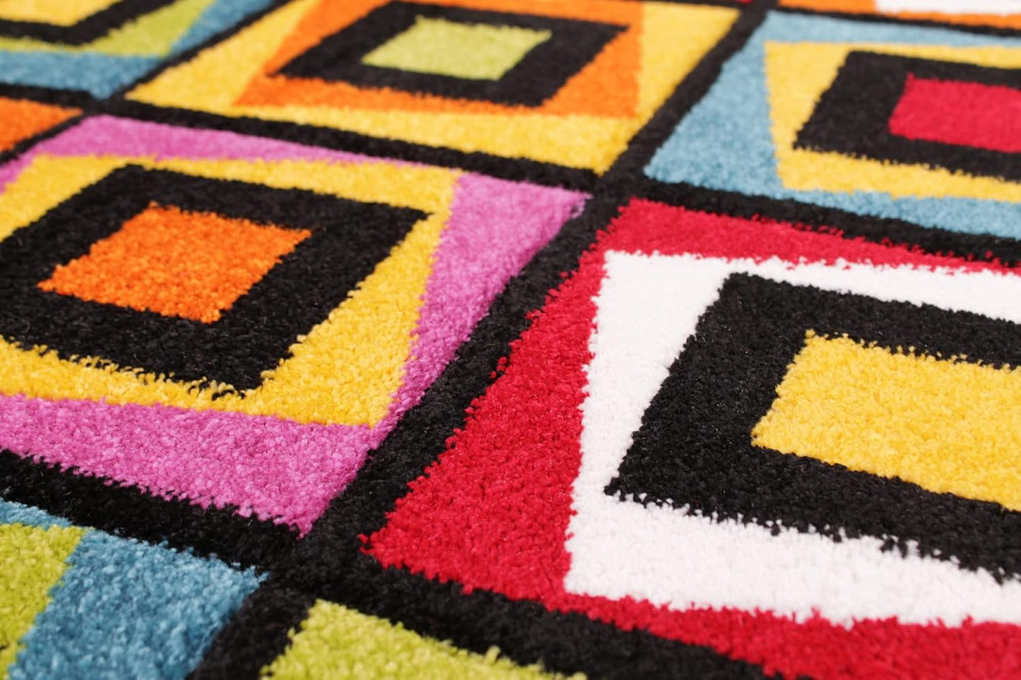 Hand-Carved Geometric Multi-Coloured Rug – Crystal Multi – Modern Statement Rug for Living Room