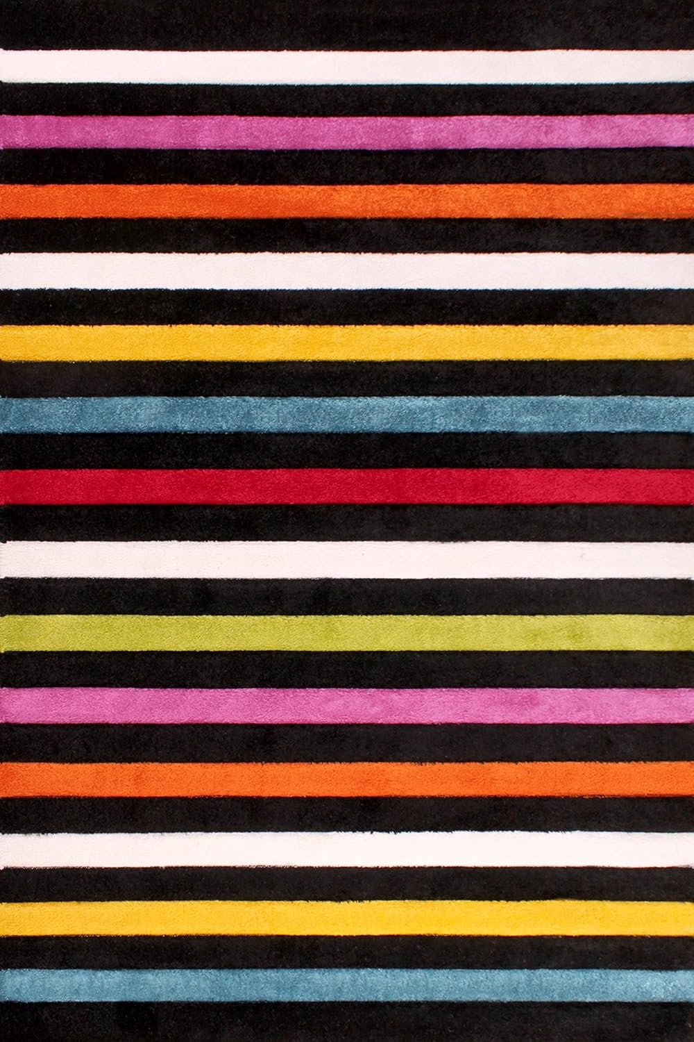 Hand-Carved Geometric Multi-Coloured Rug – Stilo Multi – Vibrant Striped Statement Rug for Living Room or Bedroom