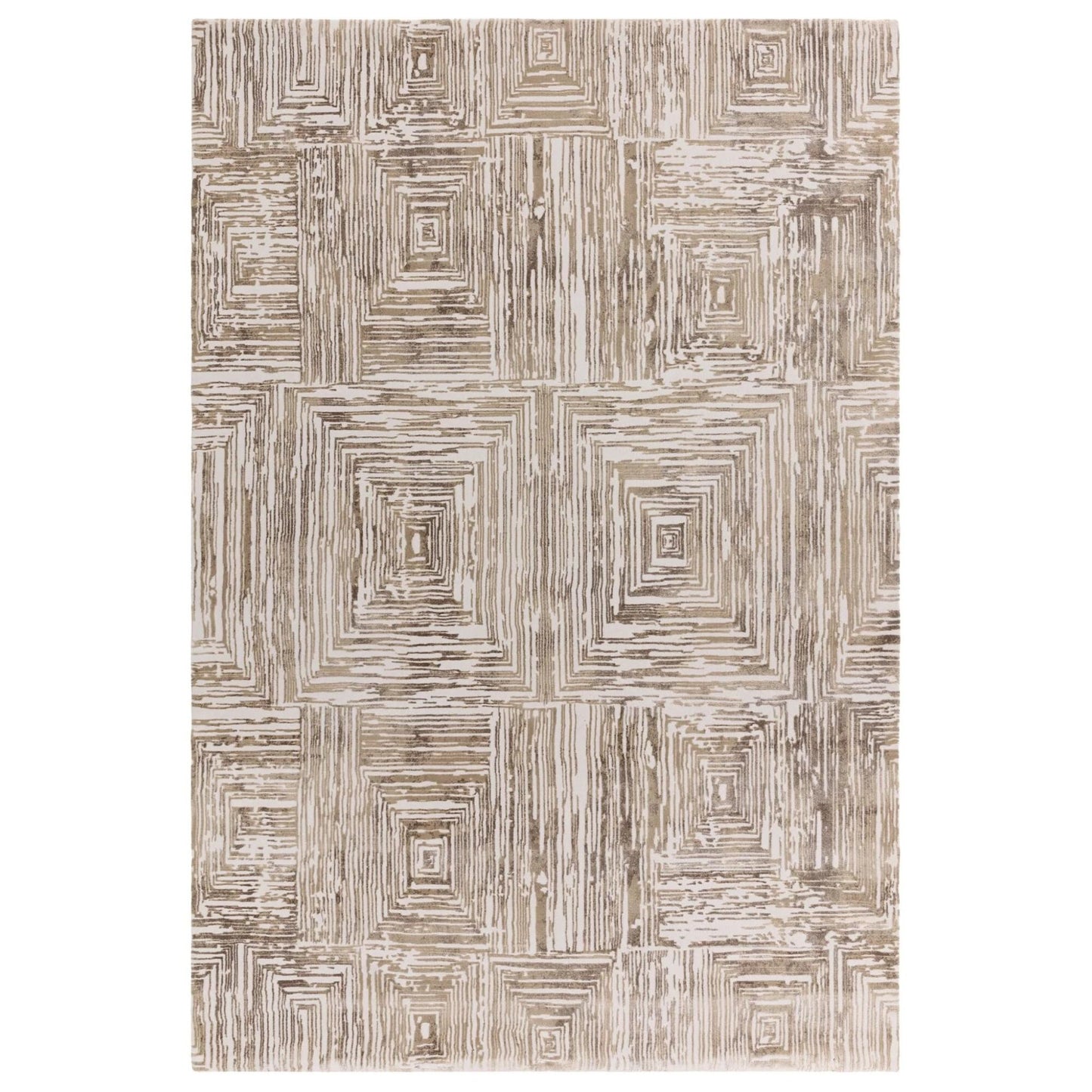 Kuza Portrait Rug – Beige –  Elegant Textured High-Low Pile Carpet