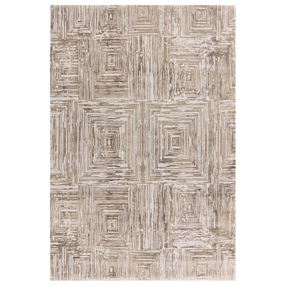 Kuza Portrait Rug – Beige –  Elegant Textured High-Low Pile Carpet