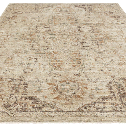 Heriz HE03 Serapi Copper Traditional Medallion Vintage Rug – Modern Textured Polyester Carpet for Living Room, Bedroom, and Hallway