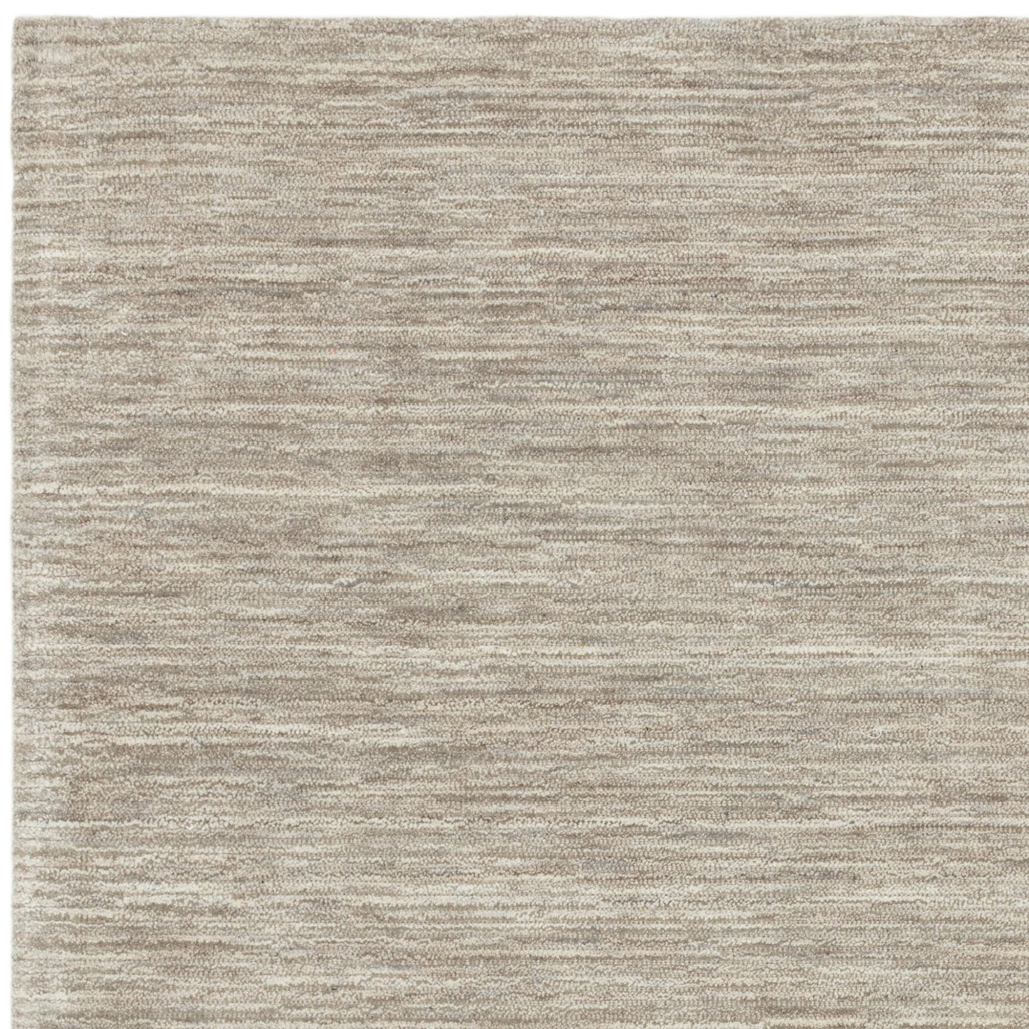 Hazy Stone Beige Natural Handwoven Rug – Tip-Sheared Finish Soft Wool Blend Plain Striped Carpet for Modern Interiors