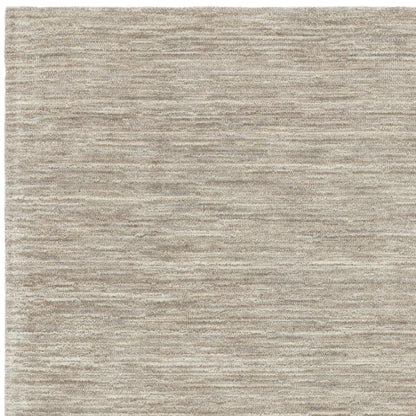 Hazy Stone Beige Natural Handwoven Rug – Tip-Sheared Finish Soft Wool Blend Plain Striped Carpet for Modern Interiors