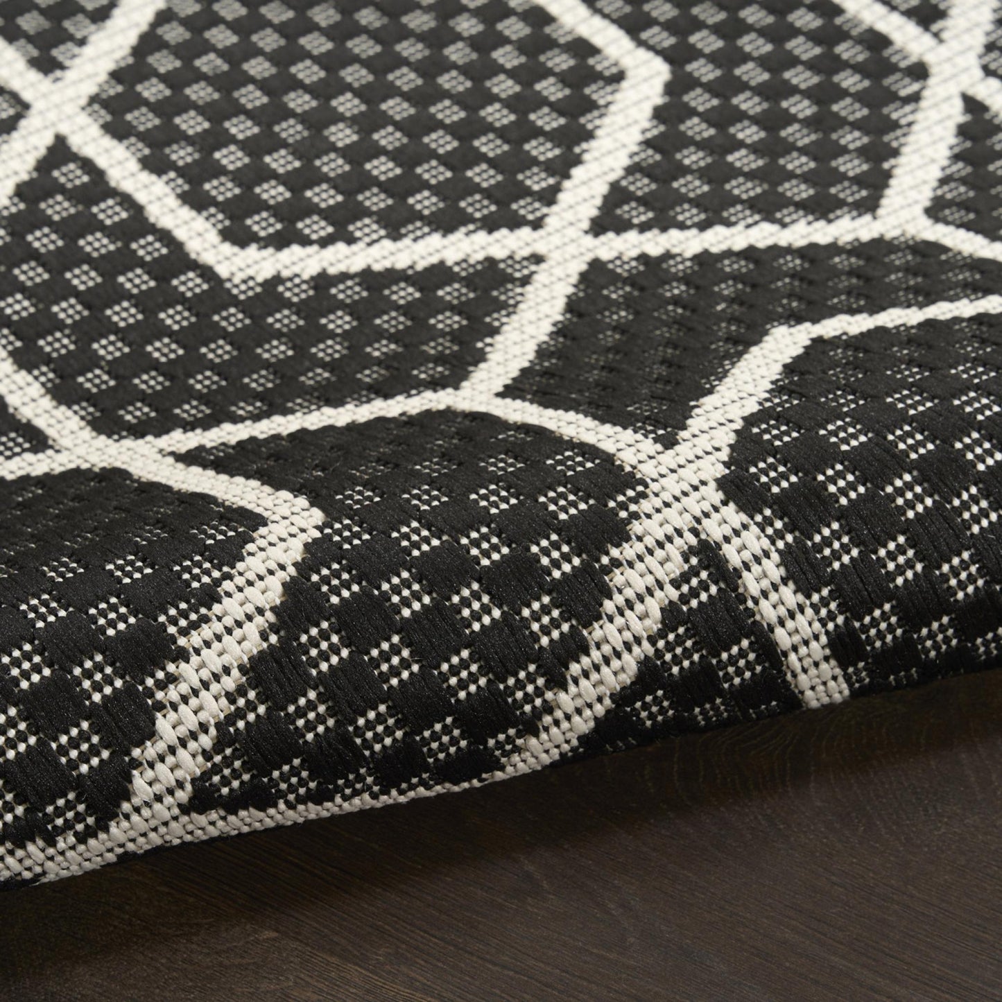 Horizon HOZ01 Modern Geometric Classic Trellis Black & Ivory Indoor & Outdoor Flatweave Rug