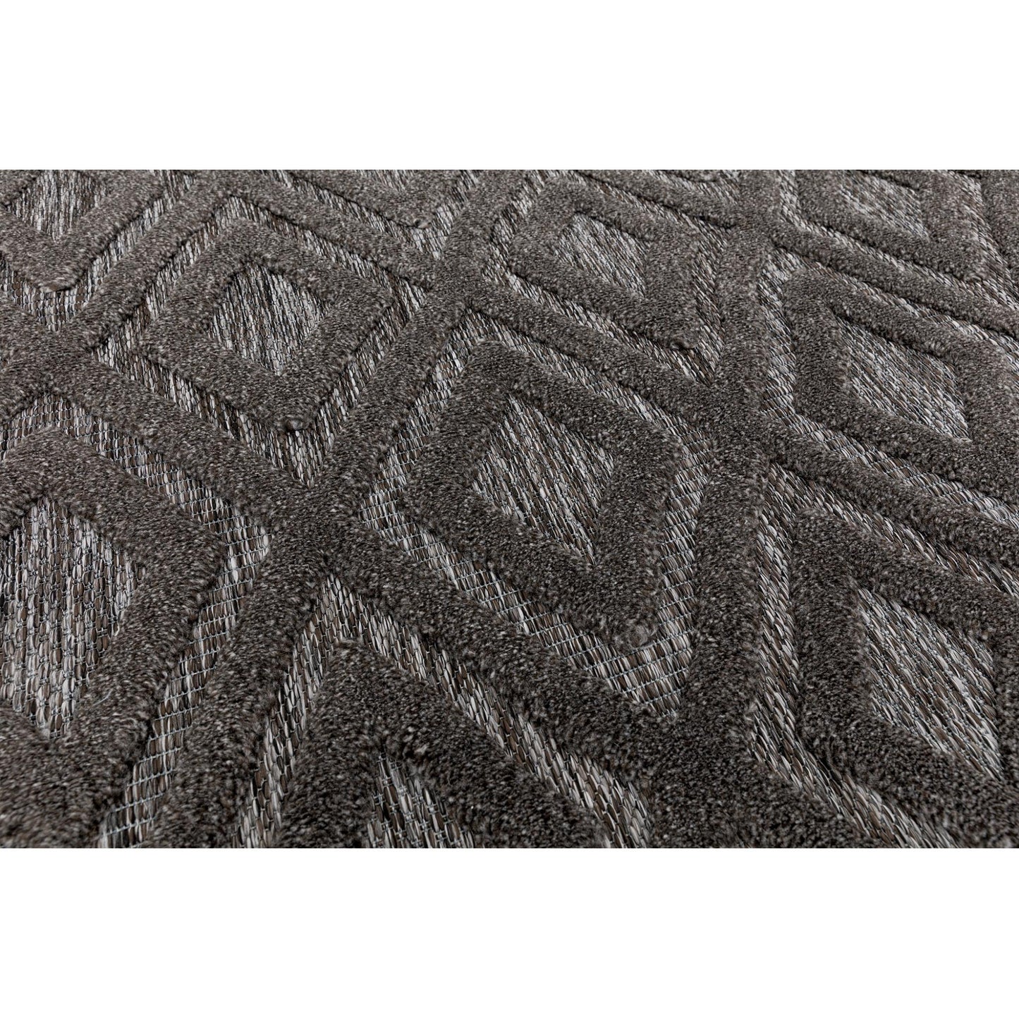 Salta Diamond SA02 Geometric Charcoal Grey High-Low Indoor & Outdoor Rug
