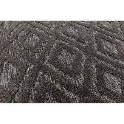 Salta Diamond SA02 Geometric Charcoal Grey High-Low Indoor & Outdoor Rug