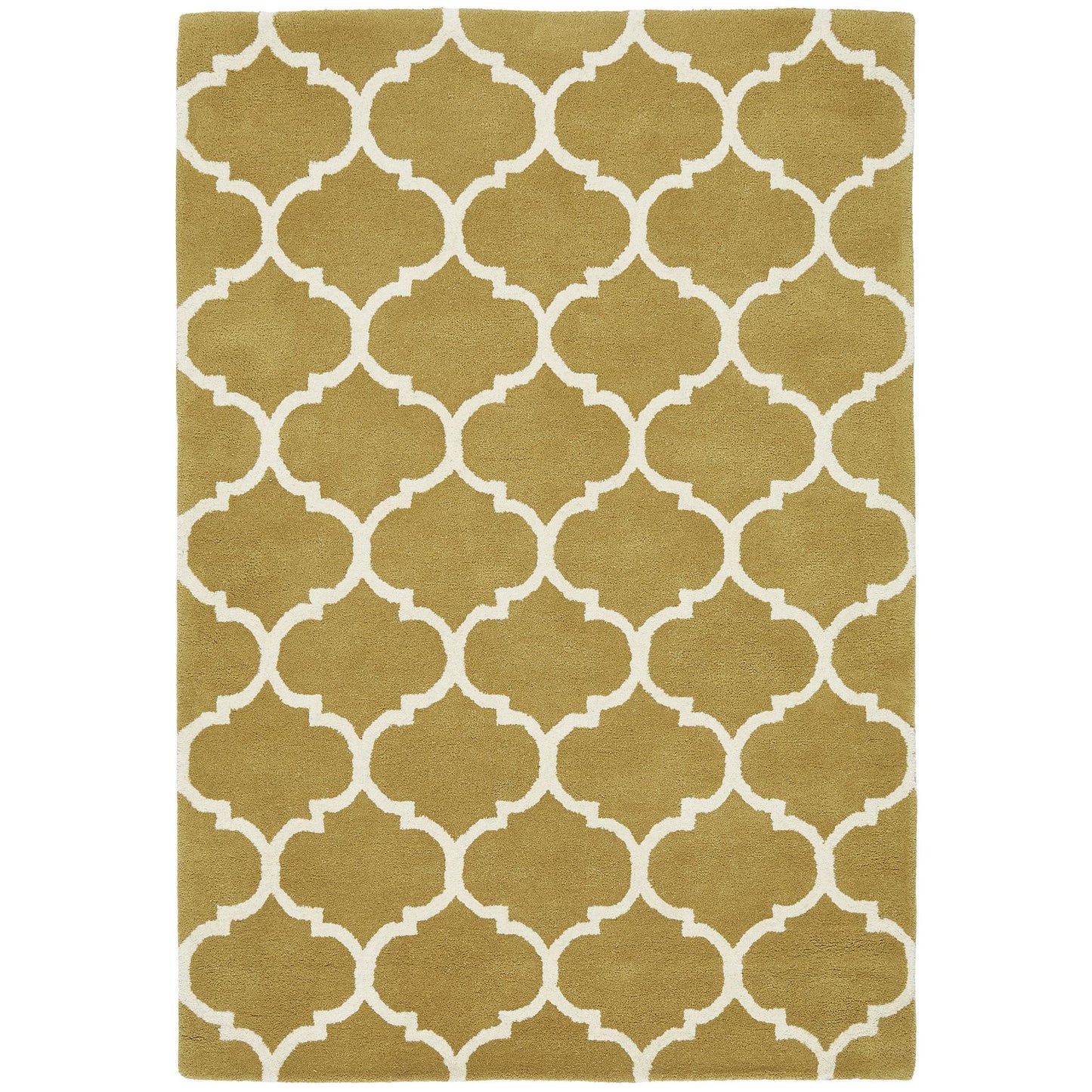Albany Ogee Ochre Moroccan Trellis Hand Tufted Wool Rug