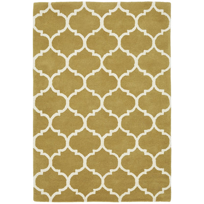 Albany Ogee Ochre Moroccan Trellis Hand Tufted Wool Rug