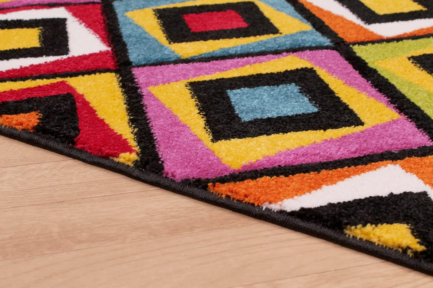Hand-Carved Geometric Multi-Coloured Rug – Crystal Multi – Modern Statement Rug for Living Room