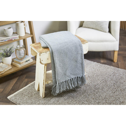 Hug Rug Woven Plain Throw Sky Grey Blanket Bed Sofa Chair Cover in 130 x 180 cm