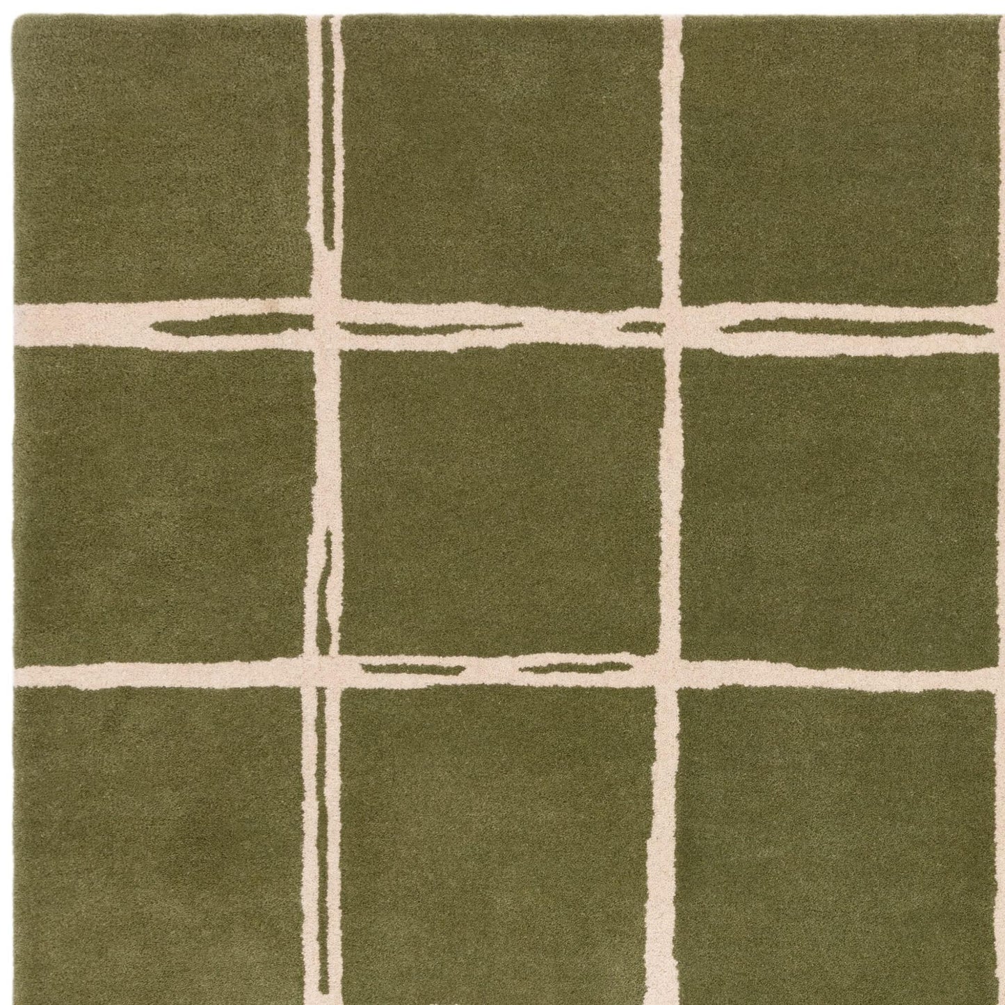 Albany Grid Olive Green – Bold Geometric Intrigue and Natural Wool Luxury