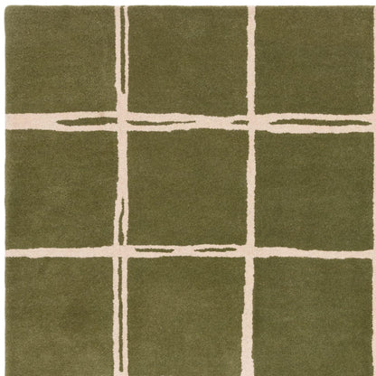 Albany Grid Olive Green – Bold Geometric Intrigue and Natural Wool Luxury