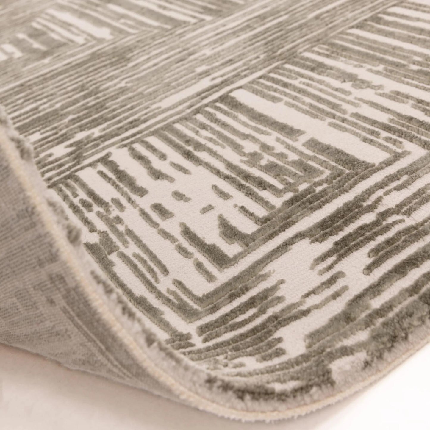 Kuza Portrait Rug – Khaki –  Elegant Textured High-Low Pile Carpet